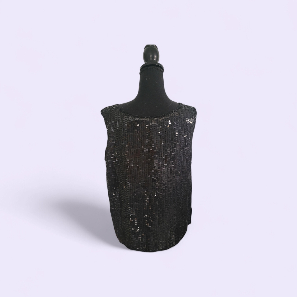 Black Sequin Tank Top - Elegant Women's Evening Shell